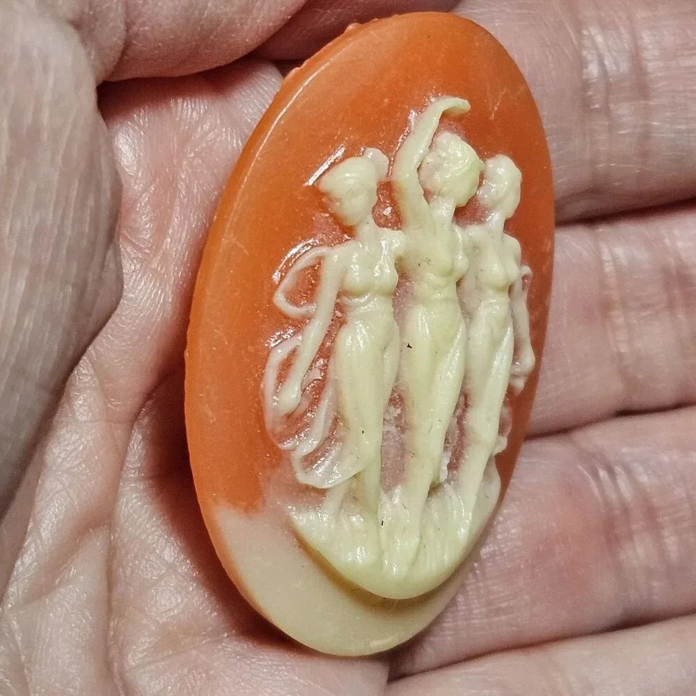 Peach And Cream Cameo Brooch